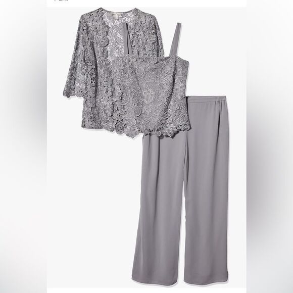 NWT Women's 3 Piece Jacket and Camisole Over Pant grey size 26 W - Picture 1 of 16